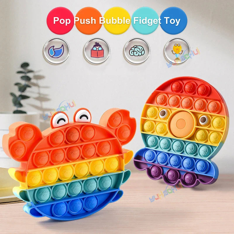 Jouet Fidget Pop Silicone sensory fidget toy rainbow vue rapprochée