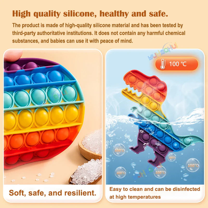 Jouet Fidget Pop Silicone sensory fidget toy rainbow présentation du produit