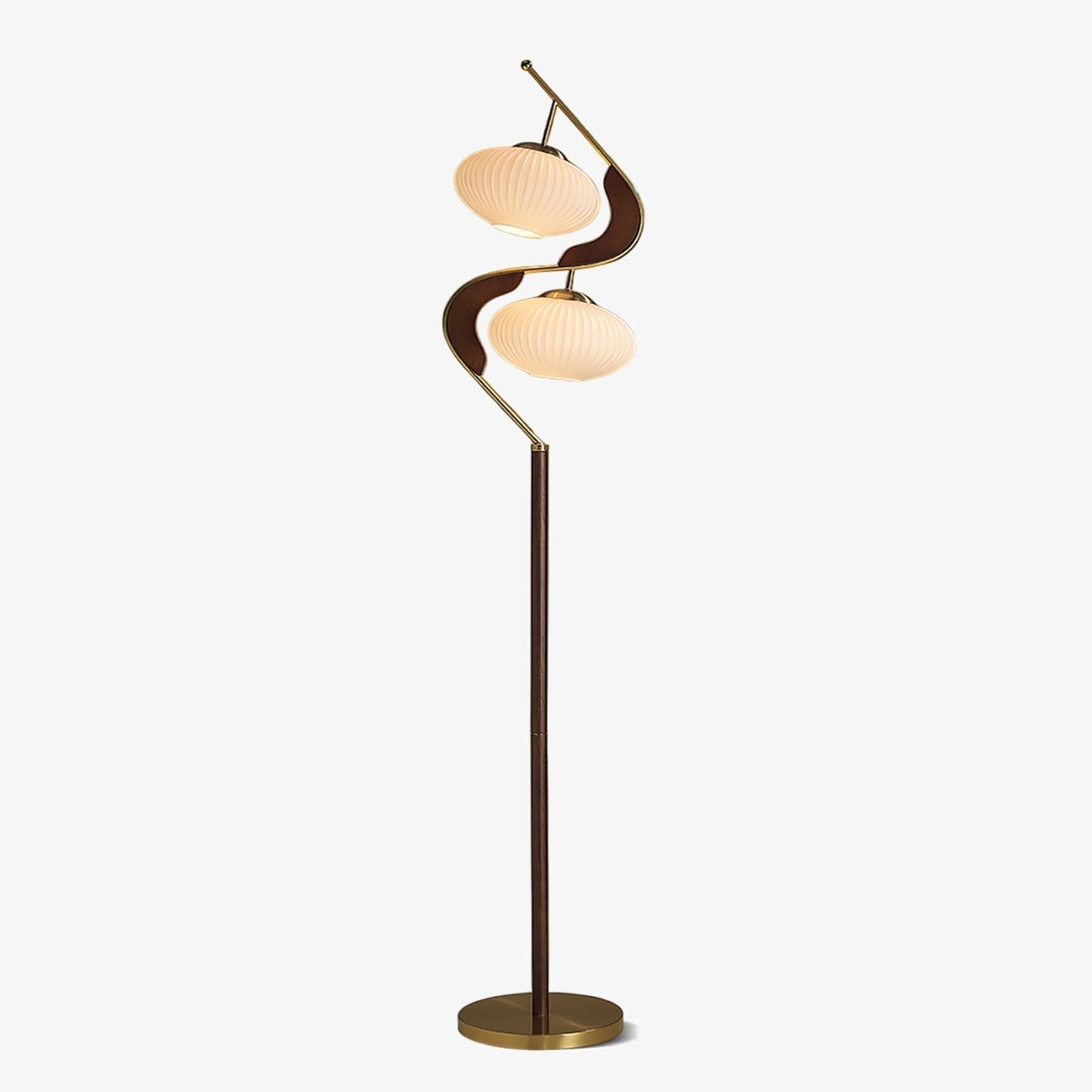 Lampe de sol moderne avec double abat-jour blanc