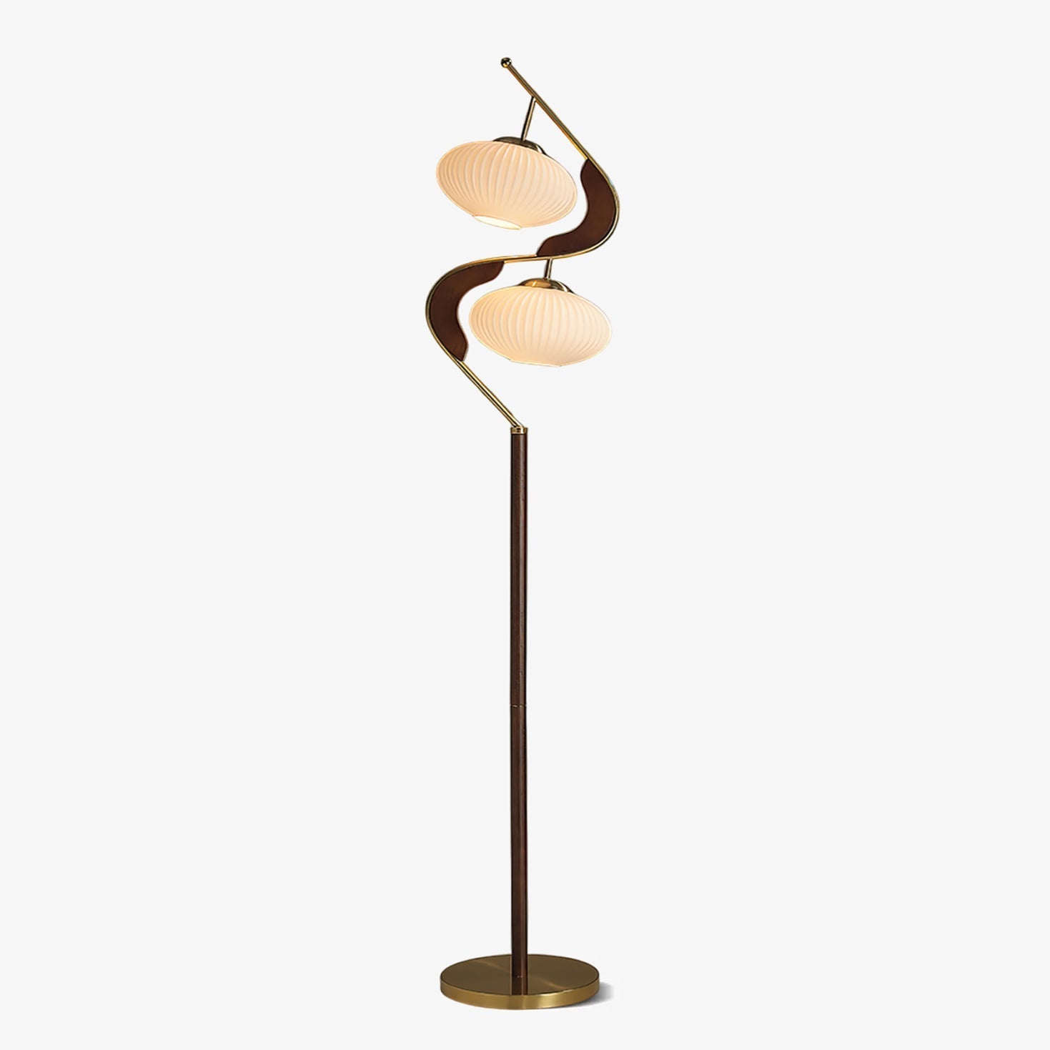 Lampe de sol moderne avec double abat-jour blanc