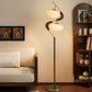 Lampe de sol avec pied couleur noyer et abat-jour flûte