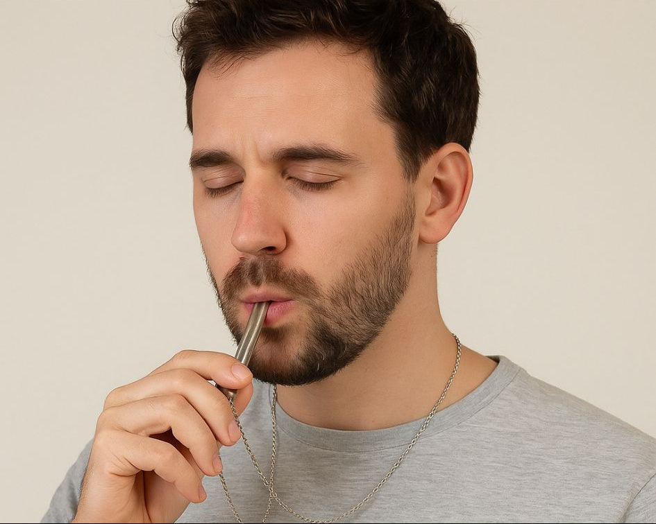 Collier en acier inoxydable sur fond neutre