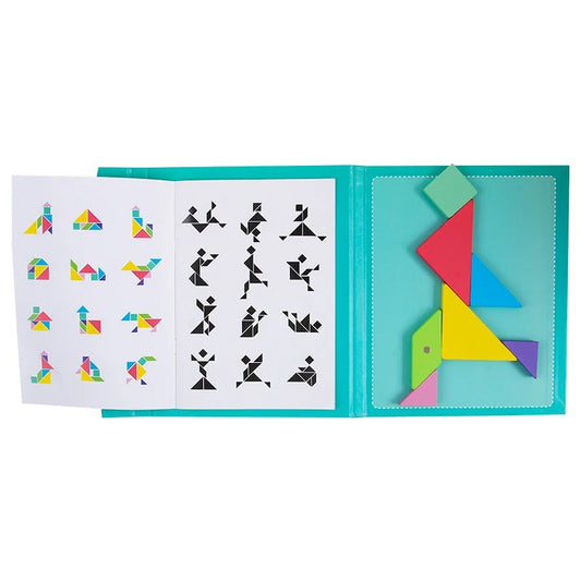 Vue d'ensemble d'un puzzle magnétique avec formes variées