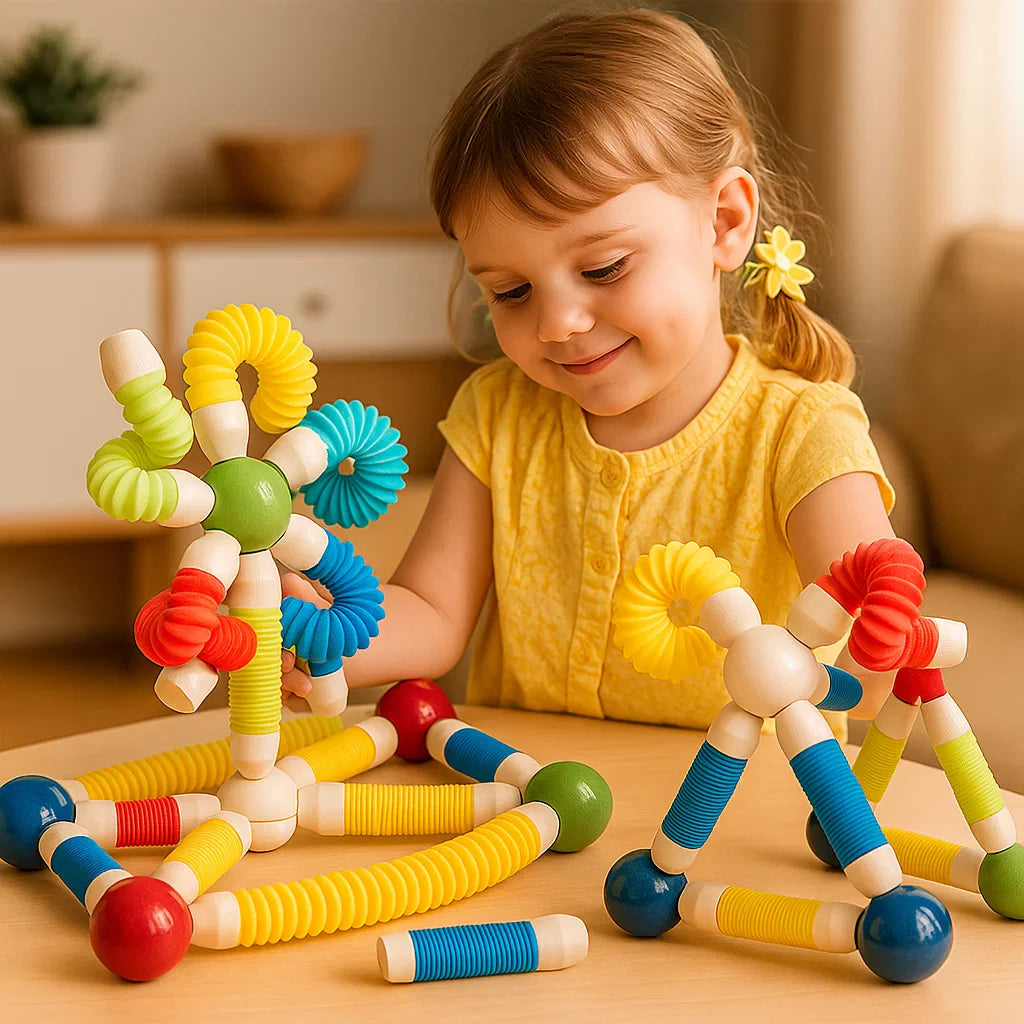 Ensemble de construction magnétique avec pièces colorées assemblées