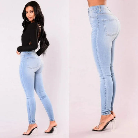 Vue de face des jeggings slim fit femme, taille haute