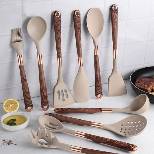 Collection complète d'outils de cuisine en silicone