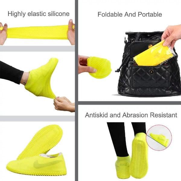 Surchaussures imperméables pliées pour rangement facile
