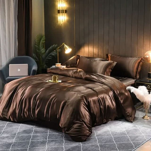 Vue rapprochée de la housse de couette en soie premium