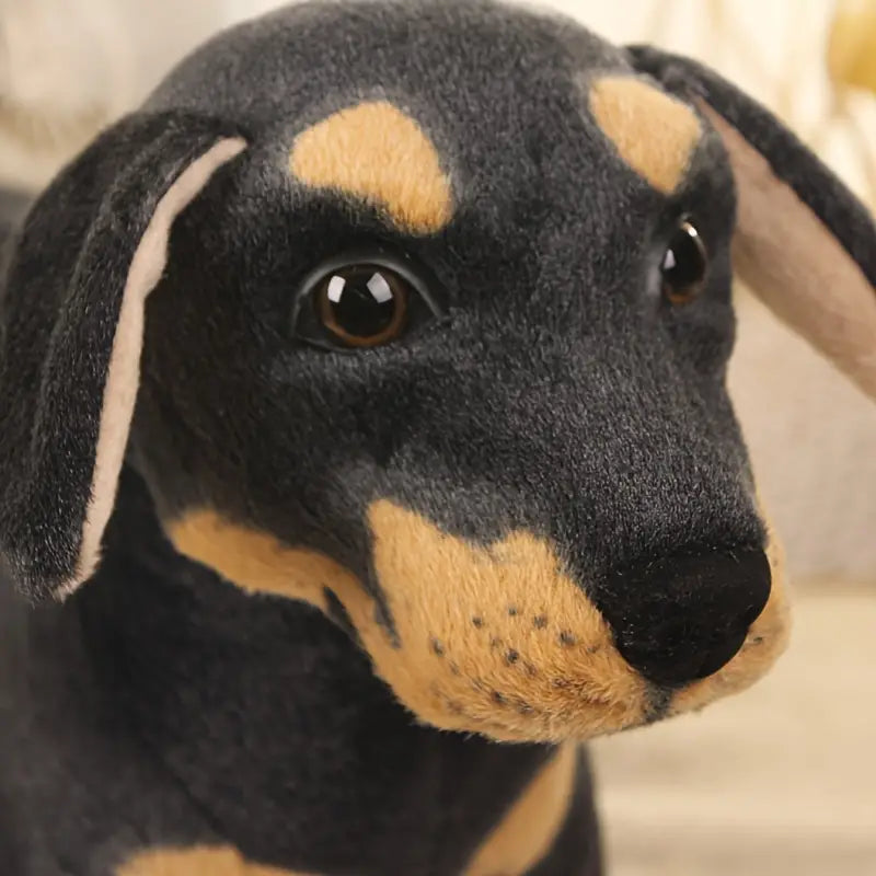 Gros plan sur la tête du chien en peluche