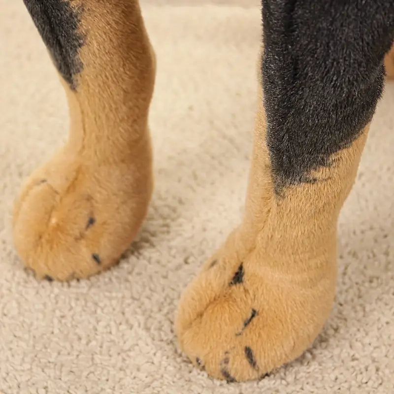 Détails des pattes du chien en peluche