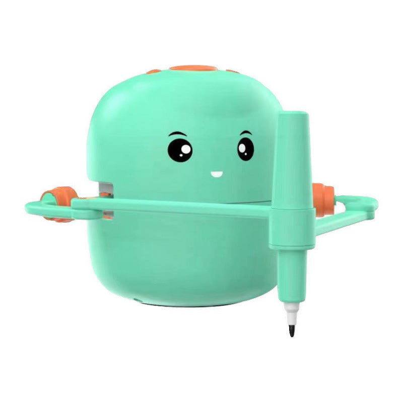 Enfant souriant tenant un dessin terminé avec le robot