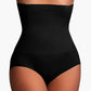 Culotte taille haute beige sur fond blanc, vue de face