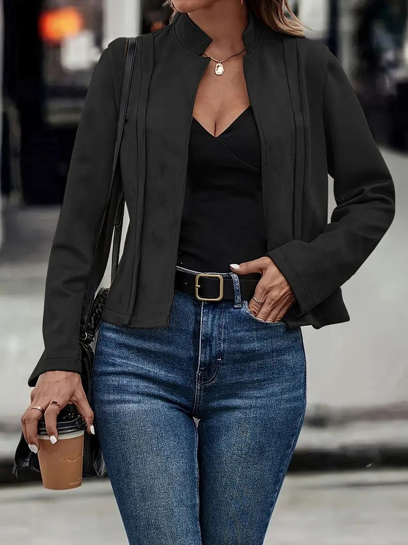Veste ajustée en laine avec col montant, vue de face