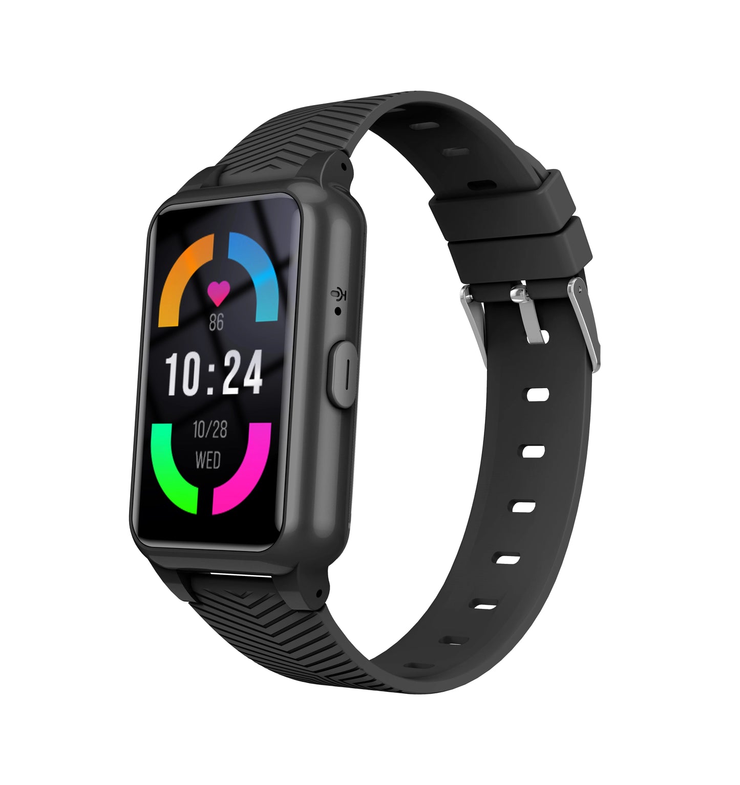 Montre GPS enfant avec écran allumé, bracelet silicone bleu