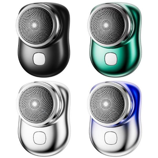 Vue rapprochée des lames du rasoir électrique portable