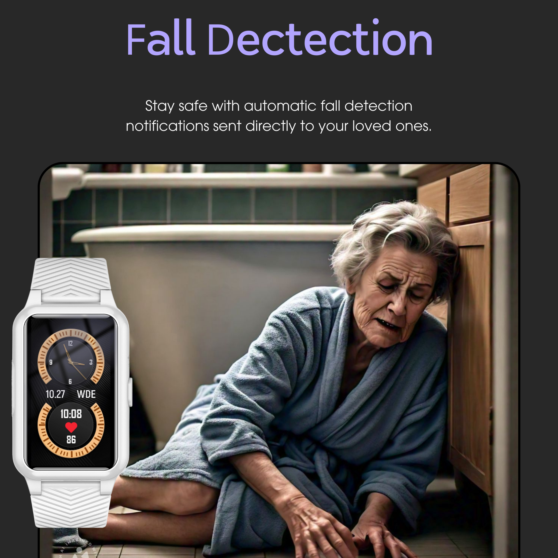 Montre intelligente avec écran lisible pour seniors