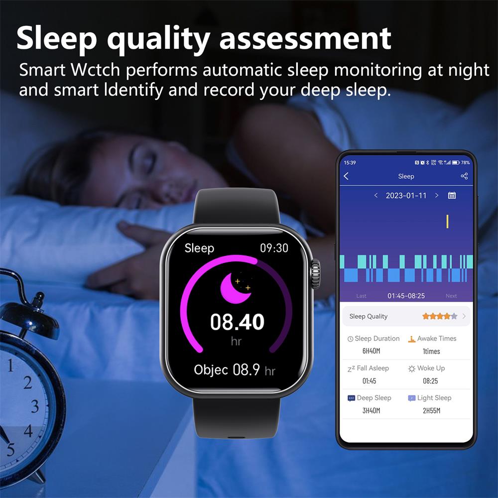 Montre Connectée Santé smartwatch with blood pressure vue latérale