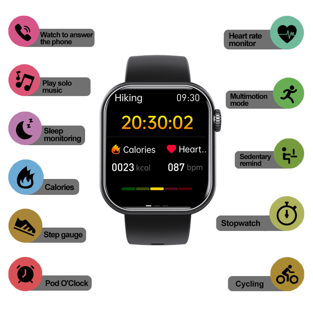 Montre Connectée Santé smartwatch with blood pressure vue d'ensemble