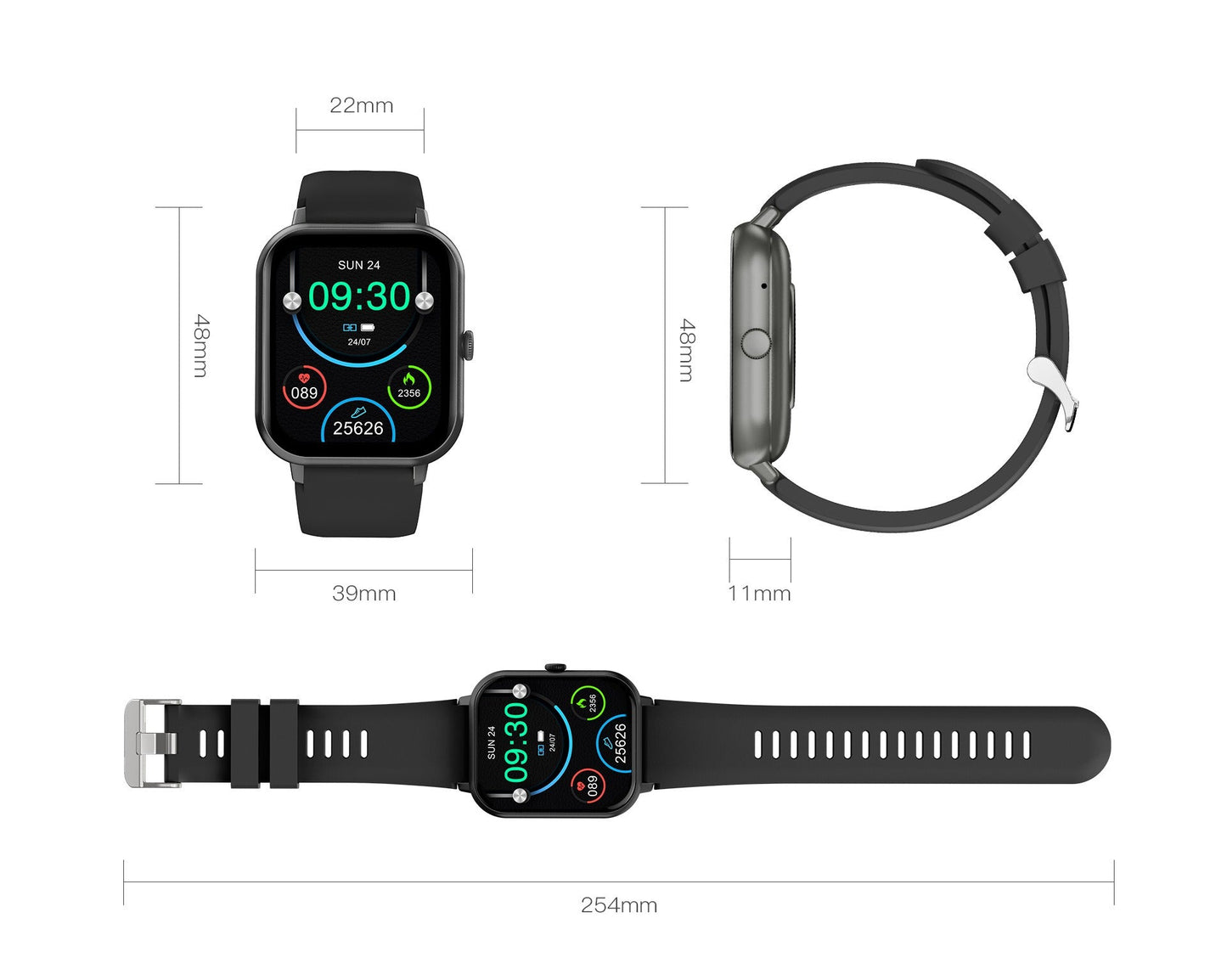 Montre connectée avec écran affichant fréquence cardiaque