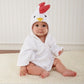 Détail de la capuche du peignoir motif animal