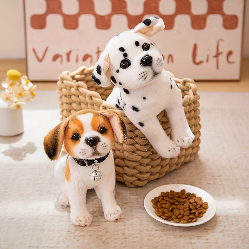 Peluche chiot tacheté doux sur fond blanc
