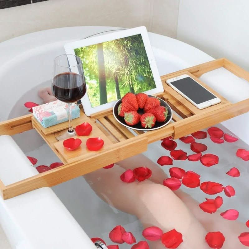 Plateau en bambou avec supports pour livre et bougie