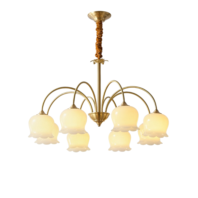 Lustre en cuivre créant une ambiance cosy