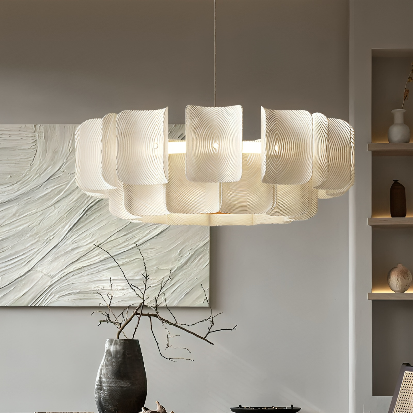 Lustre en bambou suspendu avec design organique moderne