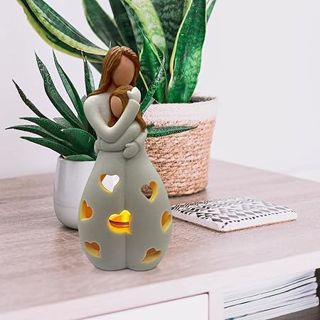 Lampe en résine beige avec lumière douce