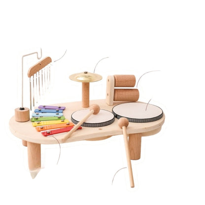 Vue d'ensemble de la table musicale avec tous les instruments