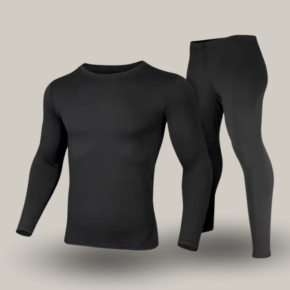 Ensemble complet de sous-vêtements techniques sur fond neutre