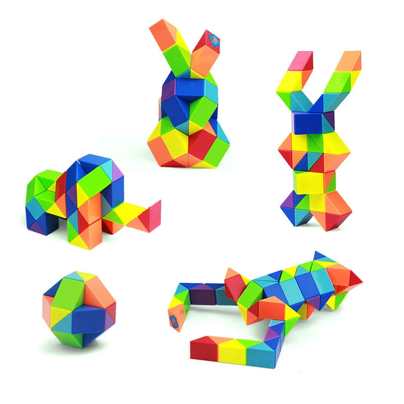 Enfant jouant avec le cube serpent, stimulant la créativité