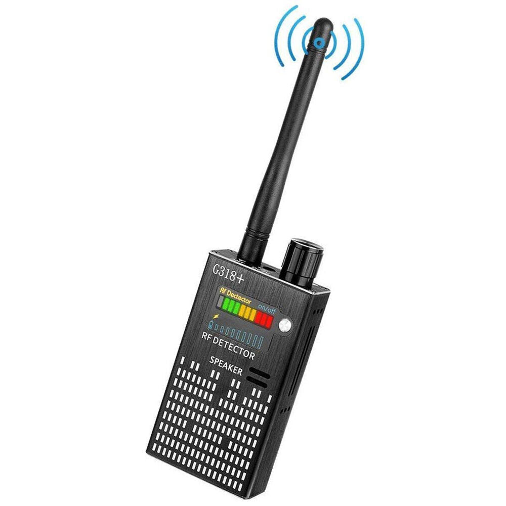Détecteur de signal sur fond blanc avec antenne visible