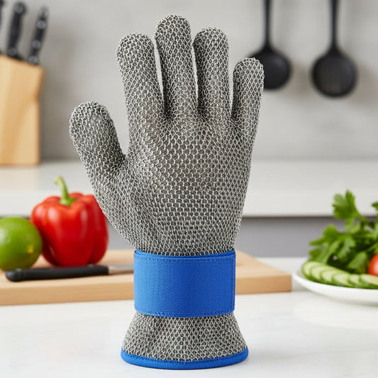 Gants posés à côté d'outils tranchants pour démonstration