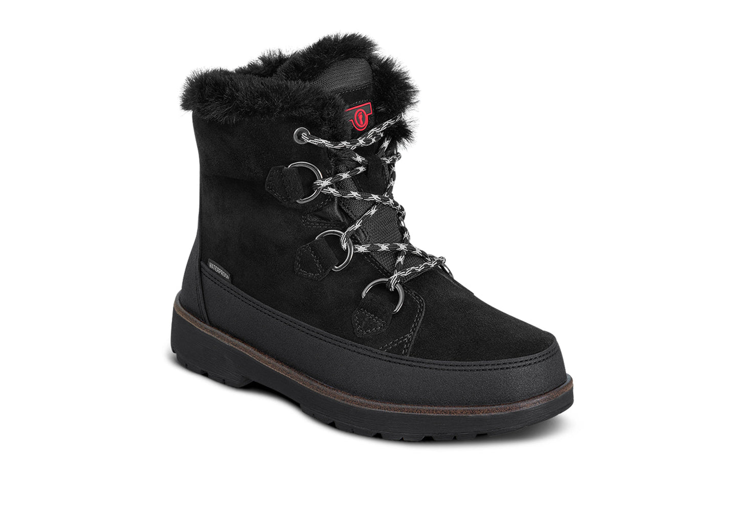 Vue d'ensemble des bottes d'hiver noires en suède imperméable