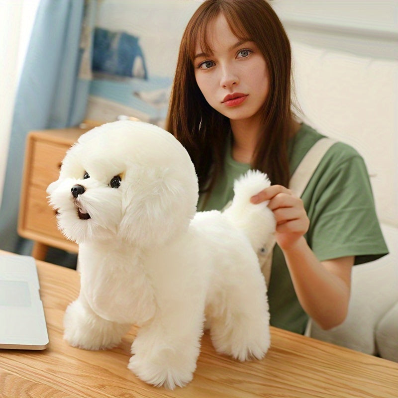 Chien en peluche doux avec oreilles tombantes et visage amical