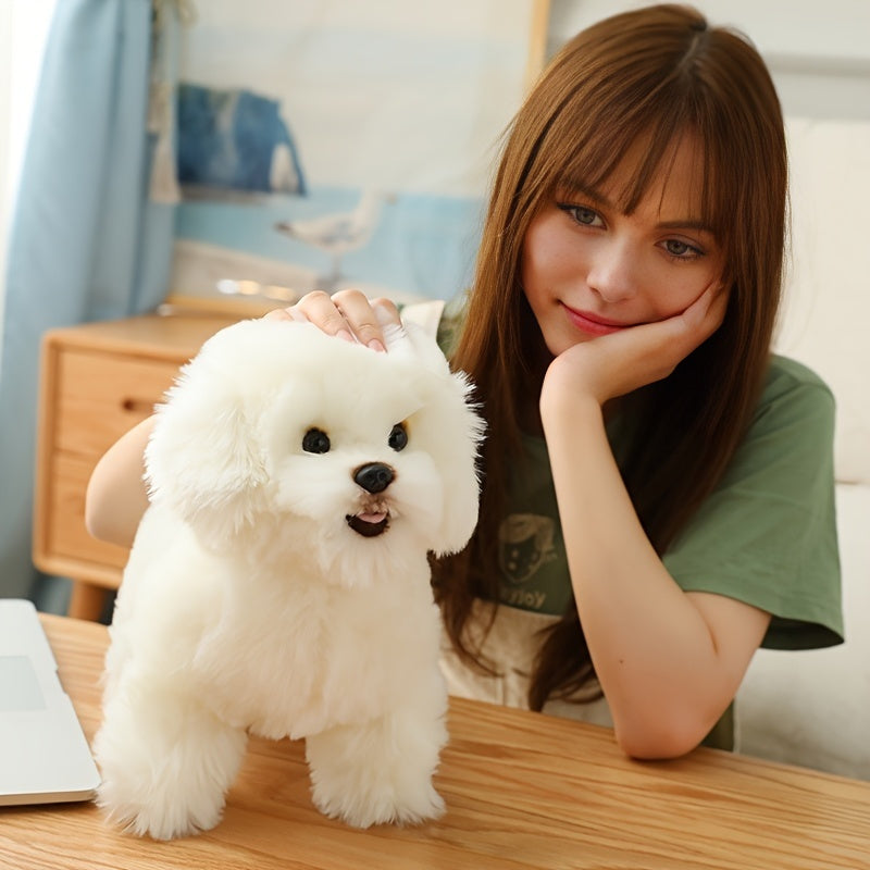 Gros plan sur la texture moelleuse du chien en peluche