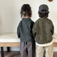 Veste en jean enfant avec imprimé léopard marron, vue de face