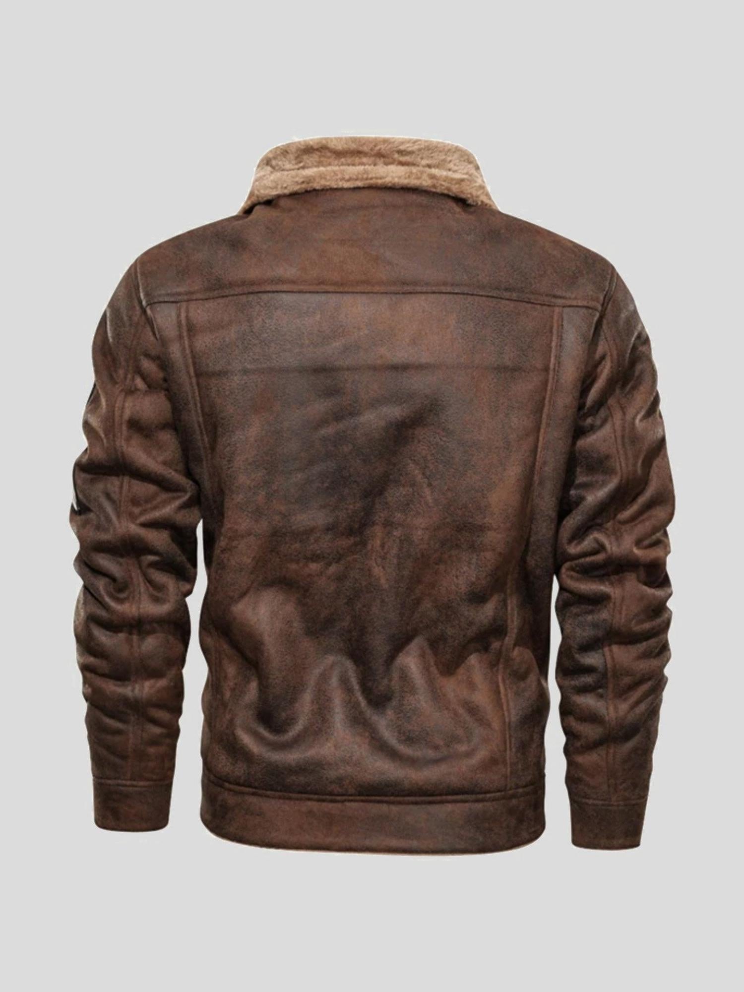 Manteau en cuir synthétique avec style moto classique