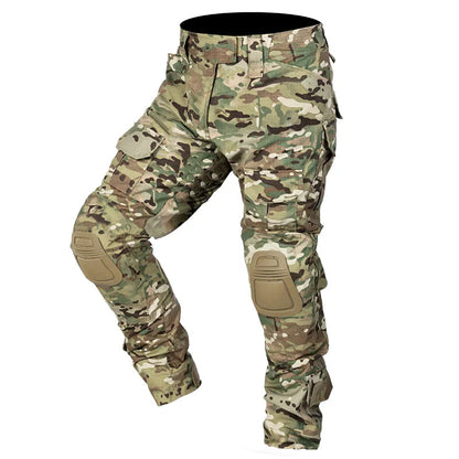 Détail du tissu respirant et durable du pantalon camouflage