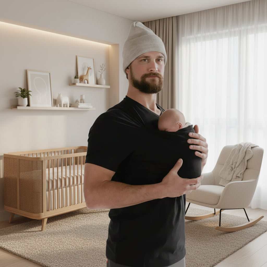 Vue de côté du porte-bébé montrant les bretelles ajustables