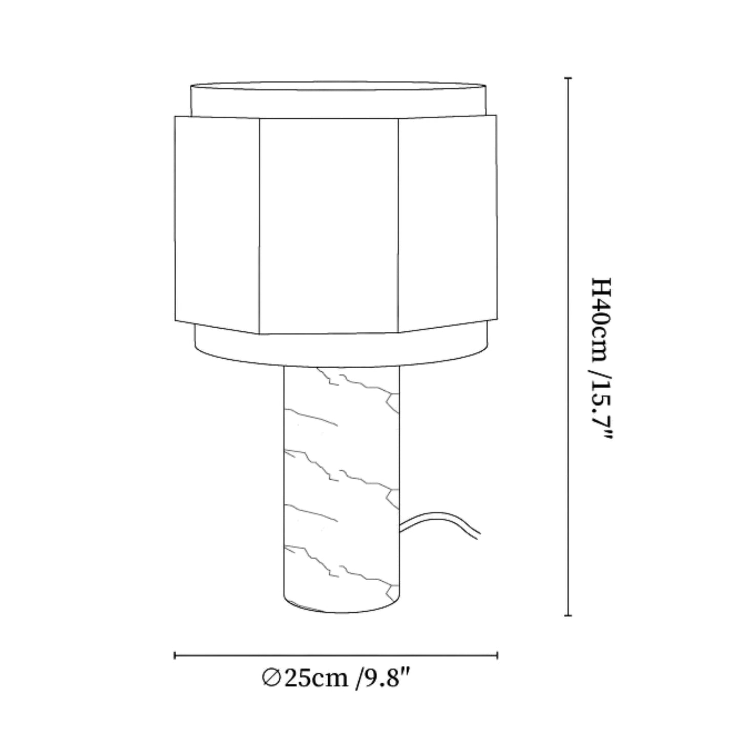 Vue rapprochée de l'abat-jour hexagonal en tissu