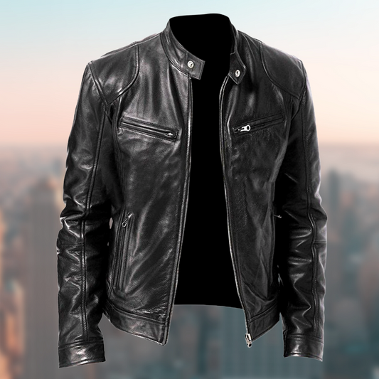 Veste homme en PU, vue latérale montrant la coupe
