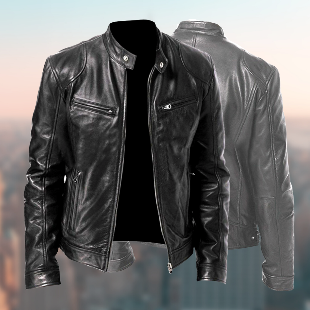 Veste homme en PU noir, vue de face