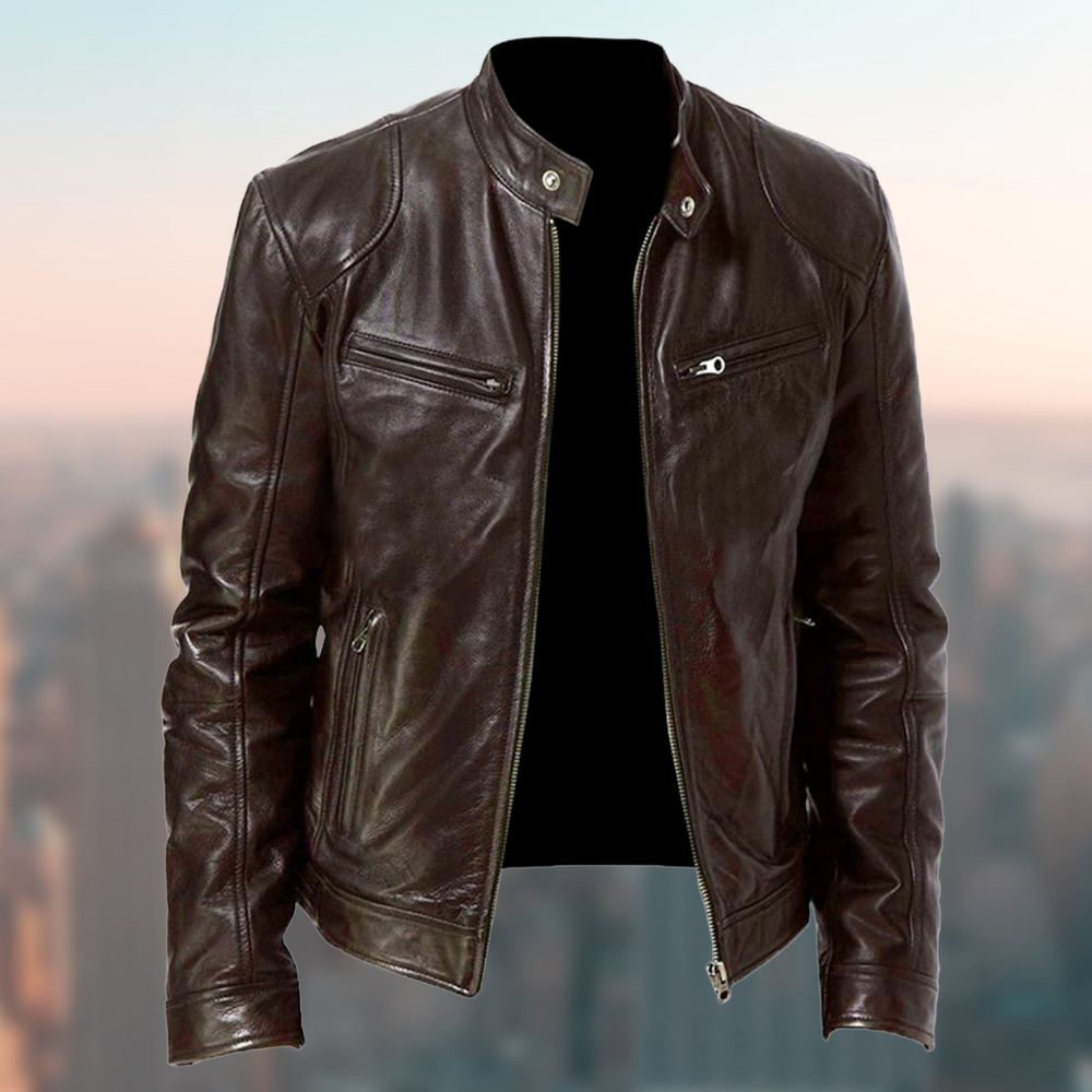 Veste homme en PU, vue de dos avec détails