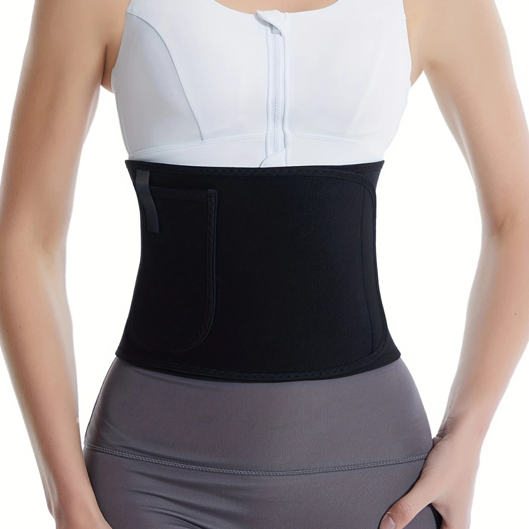 Ceinture de sudation noire avec fermeture Velcro ajustable