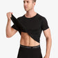 T-shirt compression noir sur mannequin, vue de face