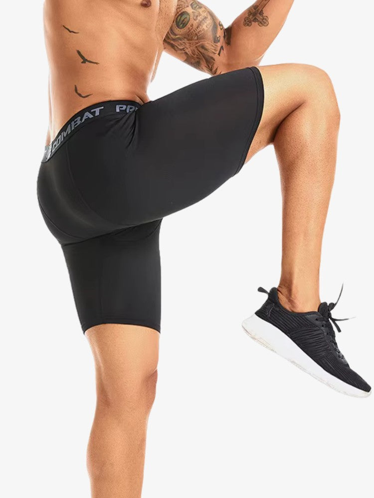 Shorts compressifs noirs avec poche pour téléphone visible