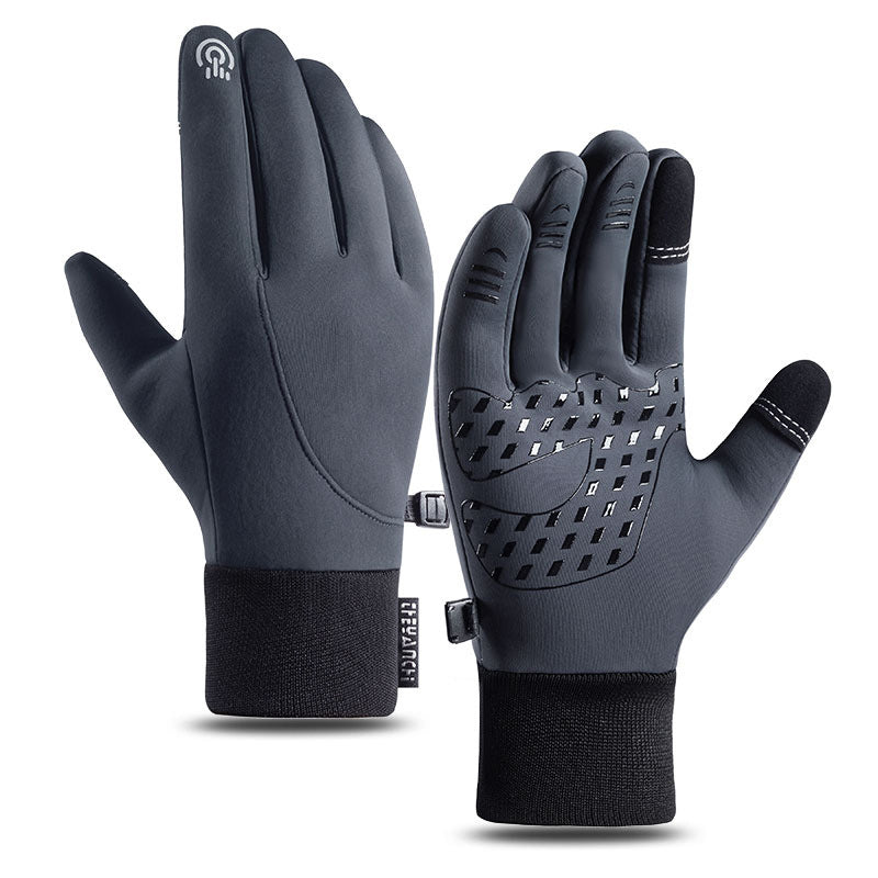 Gros plan sur le tissu imperméable des gants d'hiver