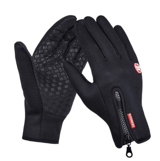 Gants noirs pliés montrant leur flexibilité et design